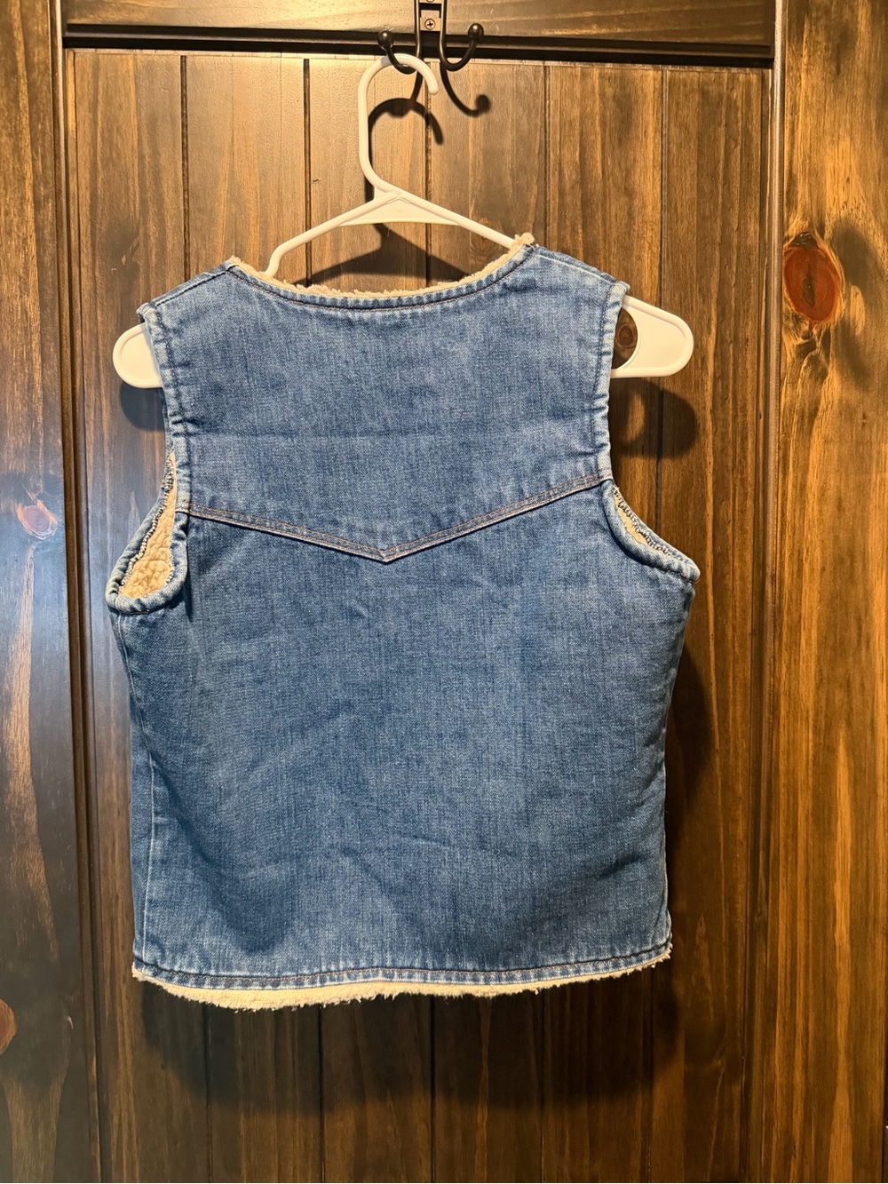 Wrangler Blue Denim Sherpa Vest with Cream Lining - Picture 2 of 2
